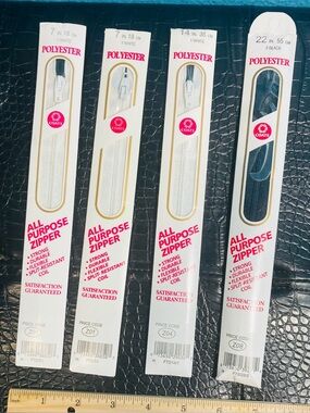 3 NEW + Coats Polyester All Purpose Zippers - White & Black